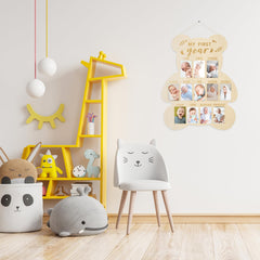 R HORSE wooden milestone board records newborn to 12 months in a stylish frame.