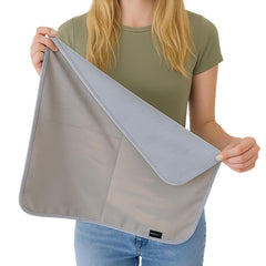 RADIHALT EMF blanket on laptop provides a shield for focused work.