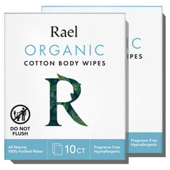 Rael Organic Cotton Wipes body cloth for gentle cleansing on the go