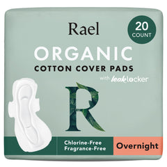 Rael pads with organic cotton top sheet shown in close-up for gentle, natural feel.
