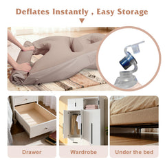 Raganawa travel-friendly-airbed brown easy to inflate and deflate.