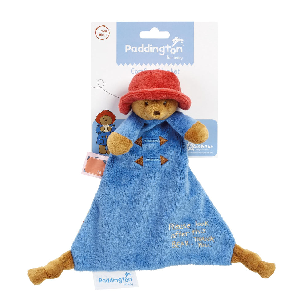 Rainbow Designs Paddington Comfort Blanket front view, soft plush for cuddling during nap time