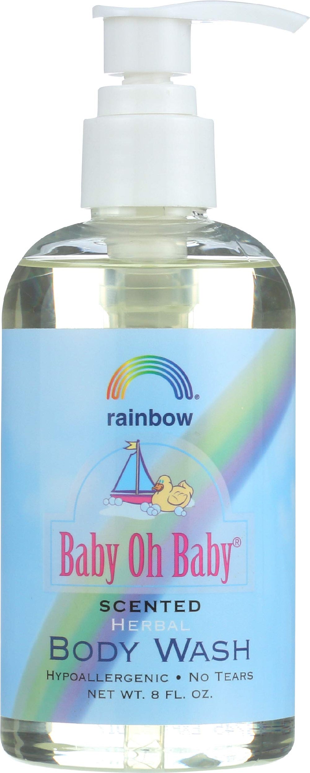 Rainbow Research Baby Oh Baby body wash bottle for gentle cleansing on delicate skin.