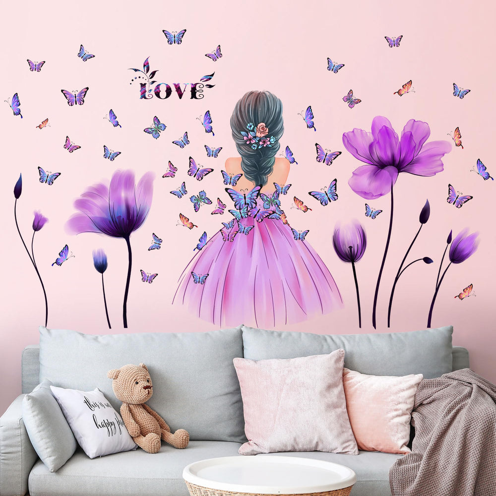 RAINBOW WSK RW-1596 purple tulips wall decal sheet 1 adds vibrant color to living rooms