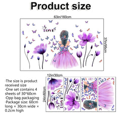 RAINBOW WSK RW-1596 purple tulips wall decal sheet 2 creates a cohesive floral backdrop