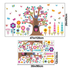 Rainbow WSK RW-C321 colorful owls on tree branches wall sticker for playful décor