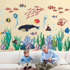RAINBOW WSK RW-1029 ocean animals sheet 3 bright coral and fish, removable without residue