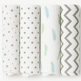 Rajlinen four-pack muslin swaddle blankets with breathable warmth for newborn wraps.