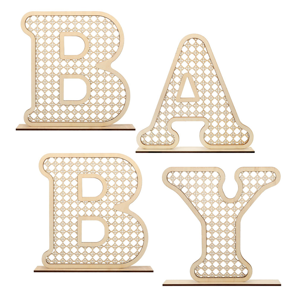 Rattan Baby Letters table centerpiece adds boho charm to a nursery
