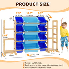 Ratulie spacious bin storage helps kids sort toys and books easily.