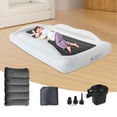 RAUMRIGGE inflatable toddler bed with electric pump for quick setup and travel-ready comfort.