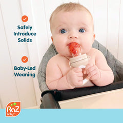 RaZbaby feeder nipple and pouch used for safe self-feeding and new textures