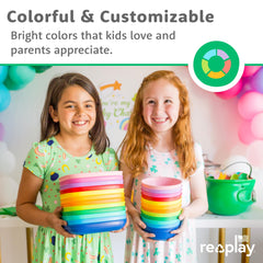 Re-Play blue-green durable bowls support busy mealtimes and resist cracking.