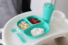 Re-Play Rounded Tip Fork offers easy grasp for little hands and confident self-feeding.