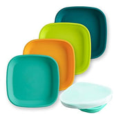 Re-Play toddler plates with deep-walled 22oz aqua finish for easy scooping.