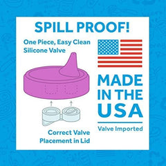 Re-Play valve separated from lid demonstrates easy-clean design for parents