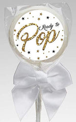 Ready To Pop envelope seal with gold glitter accent for invitations