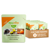 Real Food Blends Mini prunes-pear-pumpkin pouch for easy tube feeding on the go.