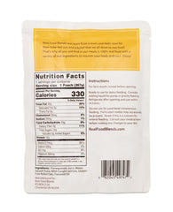 Real Food Blends Salmon, Oats and Squash ingredients shot features salmon, oats, squash and fruit