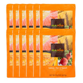 Real Food Blends Salmon, Oats and Squash packaging highlights shelf-stable puree for tube feeding