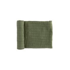 Red Rovr organic cotton muslin swaddle laid flat to show 44x44 size and soft texture