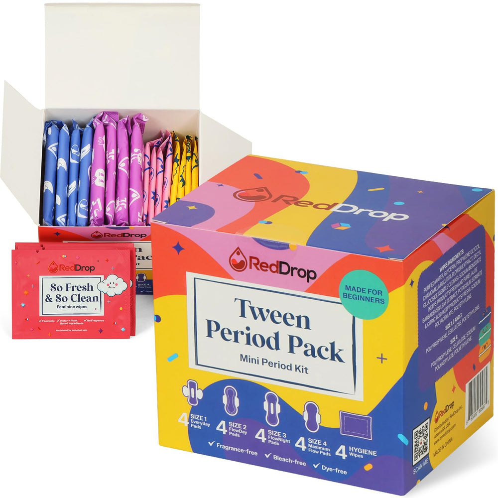RedDrop Tween Pack 16 pads close-up, showing absorbent cores for reliable protection.