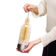 Redecker wool topper adds gentle drying and non-scratch scrubbing for delicate glassware.
