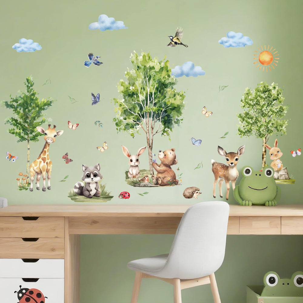 Refamaee forest animals giraffe wall decal for nursery decor and imaginative play