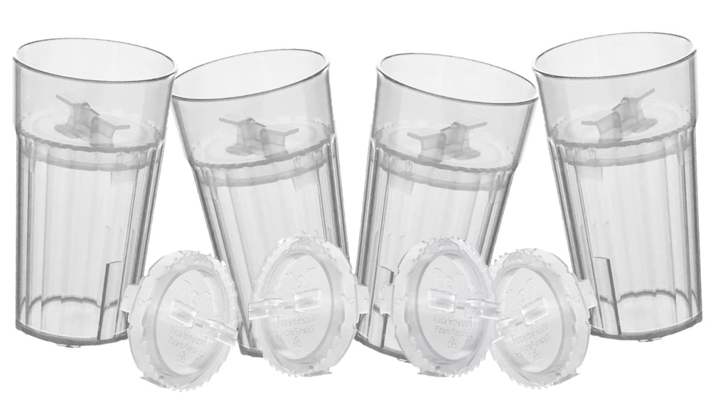 Reflo Smart Cup Bundle front view with clear 4-pack promoting toddler independence