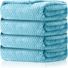 Reginary 4-pack fuzzy blankets in light blue, cozy 30x40 for nursery warmth.