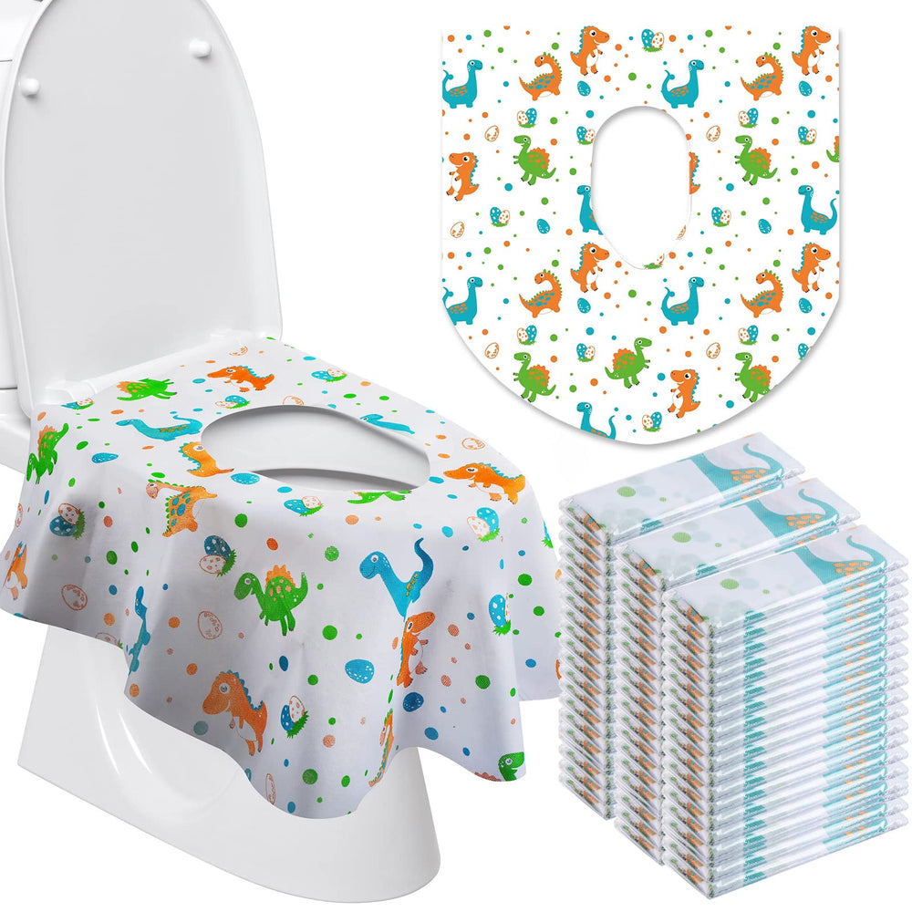 Reginary dinosaur toilet seat cover closeup reveals vivid pattern for kid-friendly potty training and comfort.