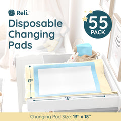 Reli changing pad with blue and white quilted top provides gentle comfort for baby skin.