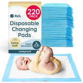 Reli changing pad pack in blue and white, 220-count, great for on-the-go changes.