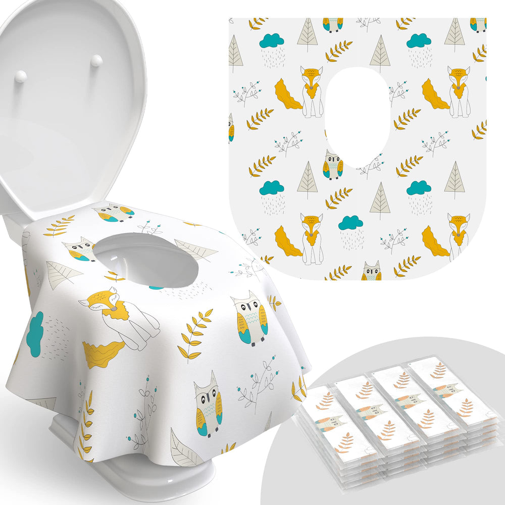 Relyo Owl-pattern toilet seat covers provide full coverage with a kid-friendly design.