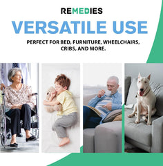 Remedies bed pad moisture barrier edge provides leak-proof protection overnight.