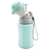 RENYIH travel potty blue front view, compact urinal for on the go use.