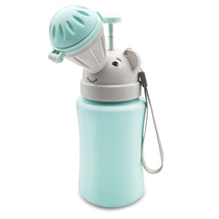 RENYIH travel potty blue front view, compact urinal for on the go use.