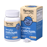 Renzo's Hercules bottle with 60 grape tablets supporting easy kid vitamin routine