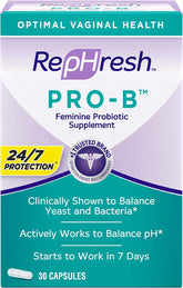 Rephresh Pro-B bottle front view supports daily vaginal health.