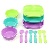 Re-Play Mermaid divided plates trio for tidy toddler meals