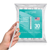 Restore Can Help BPA free vaginal applicator packaging for hygienic storage.