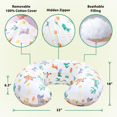 Resylp nursing pillow provides multifunctional use for feeding, propping, tummy time, and sitting.