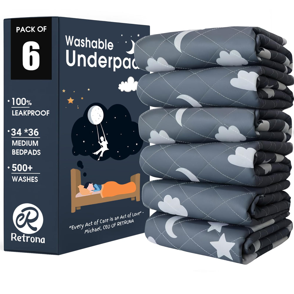 Retrona underpads 34x36 protect beds and furniture with full-coverage design.