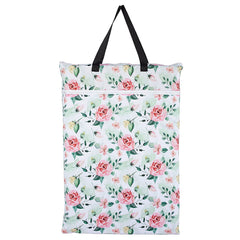 ReUseLife hanging wet/dry diaper bag with two handles for door-hanging convenience and easy access.