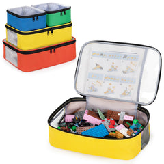 Rexmica four-piece toy storage bag large red top view showing clear top for quick access