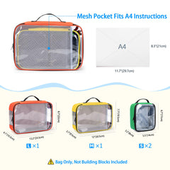 Rexmica four-piece toy storage bag medium yellow top view with see-through panel