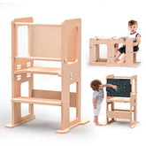 RGKQSY 3-in-1 toddler tower at counter height supports safe cooking participation.