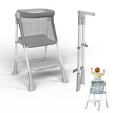 RGKQSY kitchen step stool folded for compact storage, ideal for small spaces.