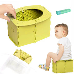 Rhastex portable potty seat folded compact for travel and storage.