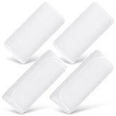 Riakrum white baby seat belt covers in a pack of four to prevent rubbing.